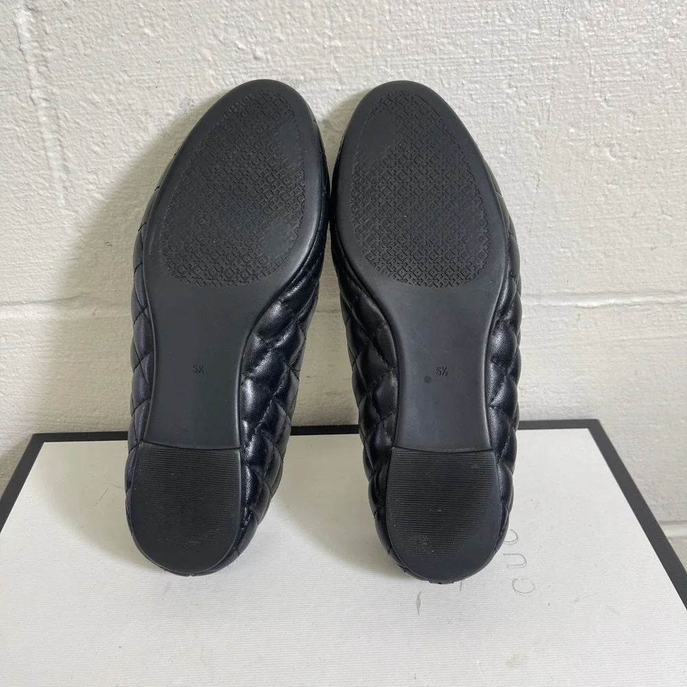 Tory Burch Black Quilted Leather Ballet Flats Slip On Shoes Women's Size 5.5 US